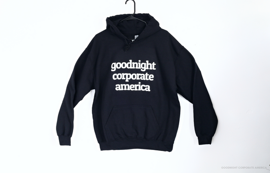 Goodnight Corporate America Block Print Black Hoodie